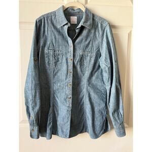 Brooks Brothers Chambray Denim Button Down Tailored Shirt Sz 10 Coastal Western